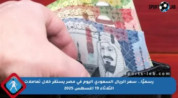 رسميًا.. سعر الريال السعودي اليوم في مصر يستقر خلال تعاملات الثلاثاء 19 أغسطس 2025